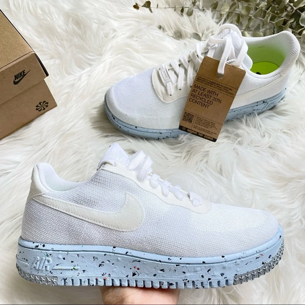 Nike Air Force 1 Crater Flyknit Women’s 8.5 White Pure Platinum NIB